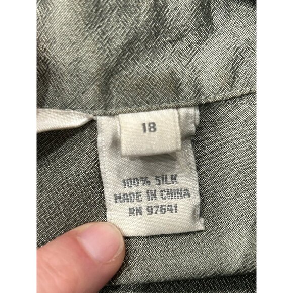 J. Jill Womens 100% Silk Blazer Jacket Size 18 Olive Green - Picture 6 of 9